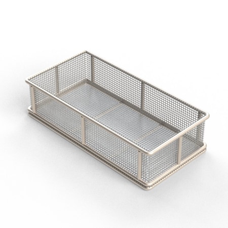 Anysizebasket Rectangular Wire Mesh Basket: 12Lx6Wx3H, 304 SS, 1/4 Rod Frame, No Handles, Mesh: 4 x .063 TMT-120060030-N04S